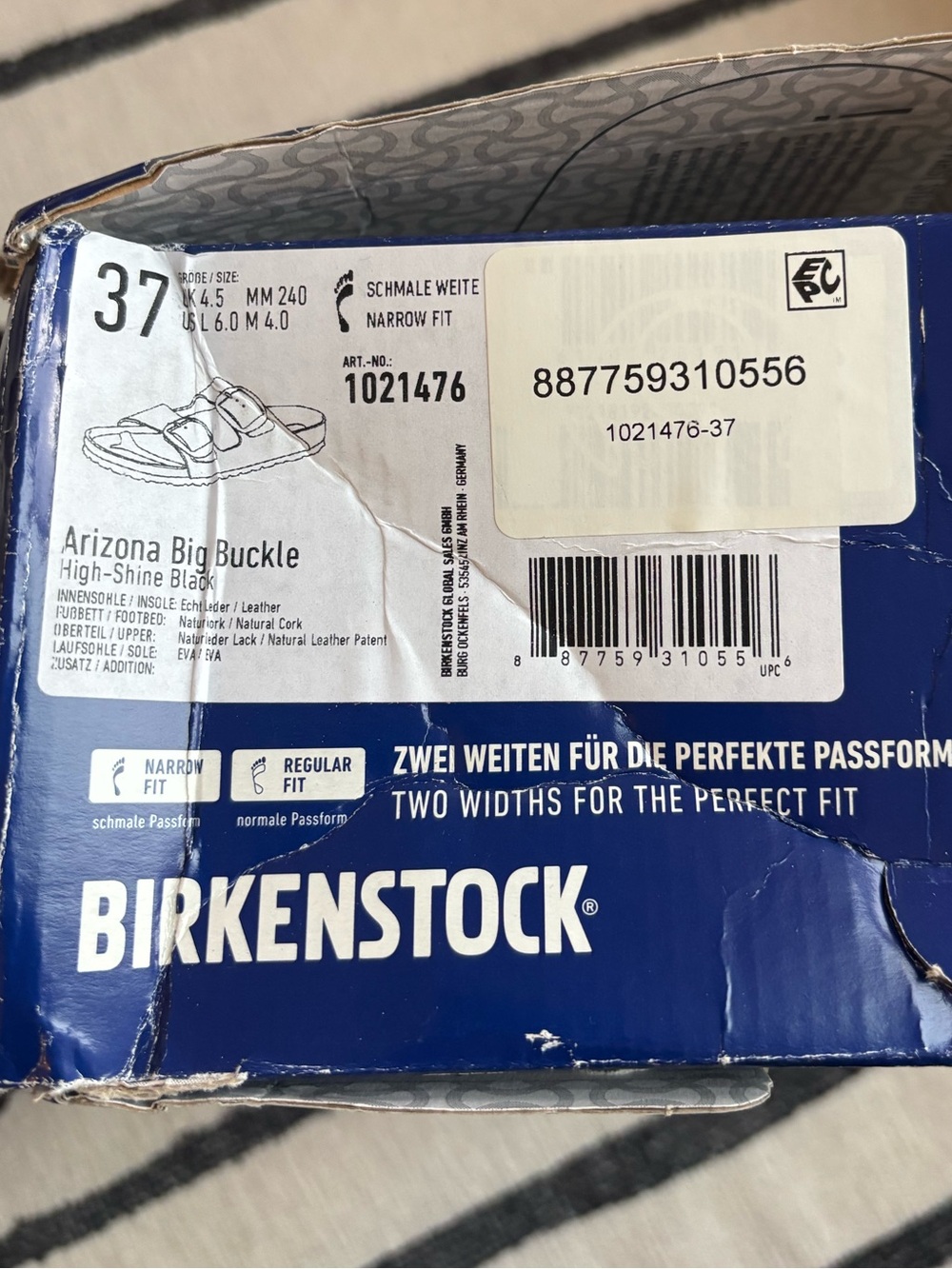 Birkenstock Big Buckle Arizona Sandals in High Shine Black Size 37 - Picture 5 of 5